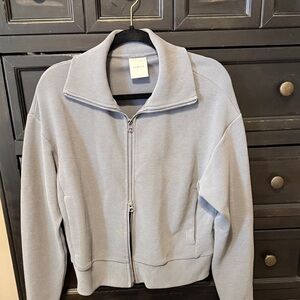 Varley Light Gray Ribbed Zip-Up Jacket
